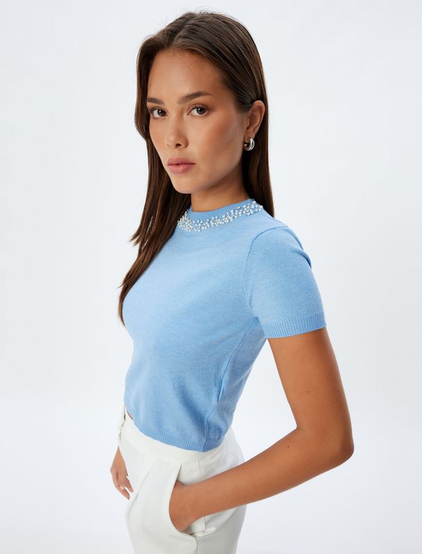 Koton - Trui - Azuur - Slanke Pasvorm - Kwartmouw