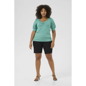 KAFFE - CURVE - Shirt - Turquoise - V-hals - Slanke Pasvorm