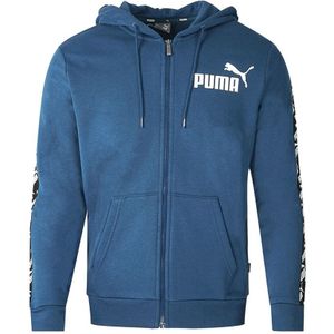 Puma Amplified Tape Logo blauwe hoodie met rits