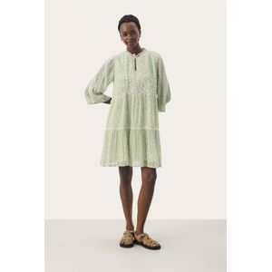 Jurk Regular fit Green Mini Grid Flower multicolour