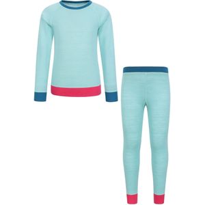 Mountain Warehouse Kinder/Kids Merino Wol Base Layer Set met Kleurblokken (Munt)