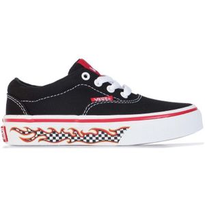 Boy's Vans Childrens Doheny Flame Check Trainers in Black-White