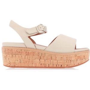 Women's Fit Flop Eloise Leather Back-Strap Wedge Sandals in Stone