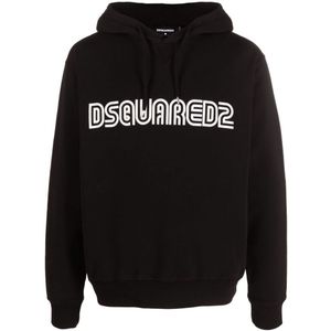 Dsquared2 Outline logo-print katoenen hoodie zwart
