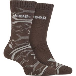 Heren Bamboe Werkboot Sokken | Jeep | Zachte en Ademend Dikke Zware Kussensokken, Gebreide Ribbelstijl Wandelsokken - Khaki / Steen