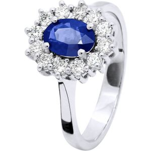 Luifel ring SAPPHIRE 1 Ct Diamonds 0,36 Cts 18K wit