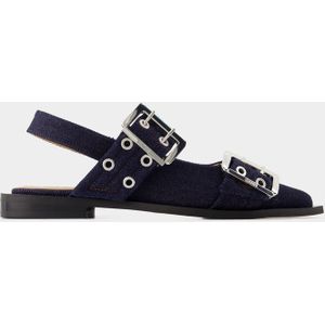 Ganni Ballerinas Feminine Gesp - - Katoen - Blauw