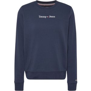 Tommy Jeans Sweaters Reg Serif Linear Sweater Blauw - Maat XL