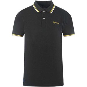 Aquascutum Unisex Volwassen Dubbel Gestreepte Kraag Logo Polo Shirt (Zwart)
