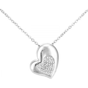 9ct witgouden diamanten hartvormige hanger ketting met een lengte van 46 cm