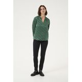 Blouse - Groen - Regular Fit - Lange Mouwen - Met Foliedruk