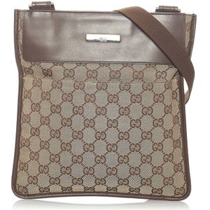 Vintage Gucci GG Canvas Crossbody Bag Brown