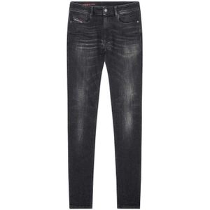 Diesel Mannen Sleenker Vernield Denim Versterkte Jeans (Zwart)