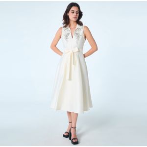 Fit-and-flare cocktailjurk met tafzijde en kralen