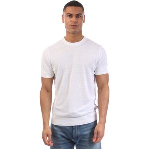 Men's Boss H-Jiovanni Short Sleeve Tipped Sweater in White