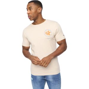 Crosshatch Heren Bloemen T-Shirt (Licht Steen)