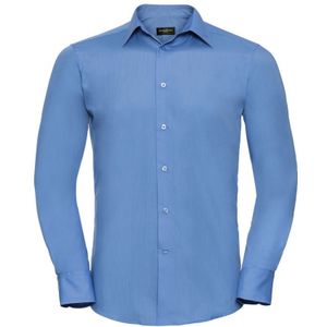 Russell Collectie Heren Lange Mouw Poly-Katoen Gemakkelijke Verzorging Op Maat Gemaakt Poplin Shirt (Bedrijfsblauw) - Maat 4XL