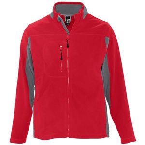SOLS Heren Nordic Full Zip Contrast Fleece Jacket (Rood/Middelgroot grijs)