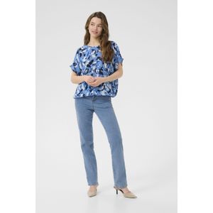 Blouse met korte mouwen Relaxed fit Blue Blurry Leafs blue