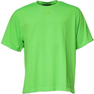 Dolce & Gabbana - Short Sleeve Crew Neck - T-shirt - Groen - 100% Polyester