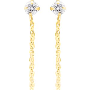 Luxenter Sterling zilveren 925 oorbellen met briljant zirkonia afgewerkt in 18K geel goud - Essential