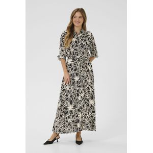 Jurk Regular fit Black / Light Beige Flower black multi