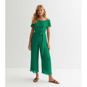 Geplooide bardot ruche culottes jumpsuit