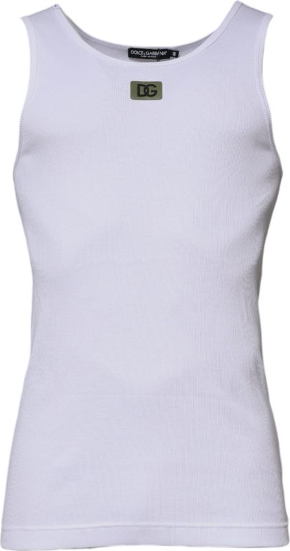 Dolce & Gabbana - Witte Geribbelde Tanktop - Heren - Mouwloos - Katoen