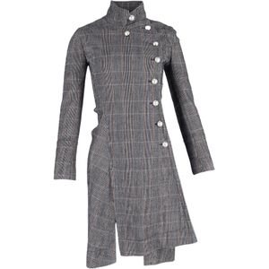 Chloé Geplooide Mantel met Knopdetails in Grijs Wol