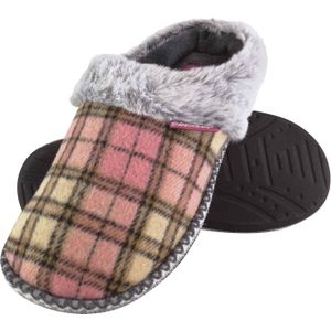 Dunlop - Dames Schattige Gezellige Pluche Geheugenfoam Gebreide Slippers Met Open Hak Muiltjes