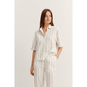 Bugatti Damen Gestreepte blouse van linnenmix