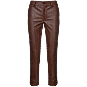 Chocoladebruin Faux Moiré Leer 7/8 Broek - Maat XL