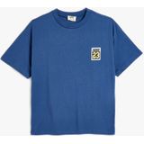 Koton - Shirt - Blauw - Lichtgeel - Zwart - Wit - Jersey - Ronde Hals - Wijde Pasvorm - Kwartmouw