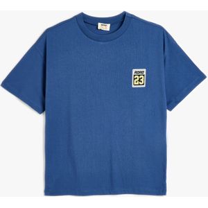 Koton - Shirt - Blauw - Lichtgeel - Zwart - Wit - Jersey - Ronde Hals - Wijde Pasvorm - Kwartmouw