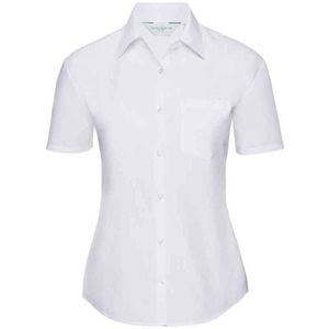 Russell Collection Dames/Dames Poplin Overhemd met Korte Mouwen (Wit)