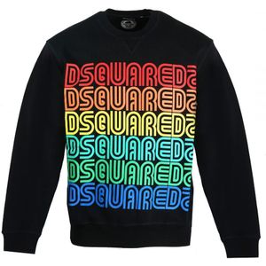Dsquared2 Multicolour Herhalend Logo Zwarte Sweater - Maat XS