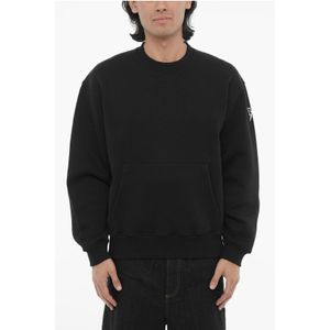 Fleecekatoenmix Easy Fit ronde hals sweatshirt in zwart