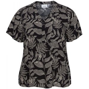 Fransa Plus Size Selection Blousetop FPFUN Met All Over Print Zwart/wit - Maat 3XL