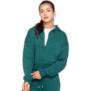 Enzo - Women Crop Zip Hoodie - Donkergroen - Sweater