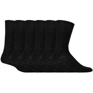 IOMI - Set Van 6 Sokken Zonder Elastiek Diabetische Sokken Voor Heren - Zwart - Maat 12-15