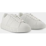 Versace - Witte Sneakers - Katoen - Vetersluiting - Ronde Neus