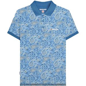 Lambretta Heren SS25 Paisley gemerkt poloshirt (Donkerblauw/houten essen)