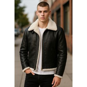 Heren - Bruin - B3 Aviator - Echte Schapenvacht - Leren Vliegjack