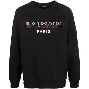 Balmain sweatshirt met gespleten textuur en logo in zwart
