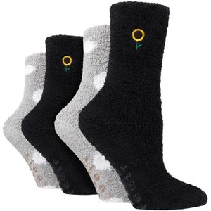 4-pack Dames Fleece Thermo Slippers Lounge Bed Sokken voor Ultiem Comfort