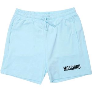 Moschino Jongensshort met logoprint (Lichtblauw)