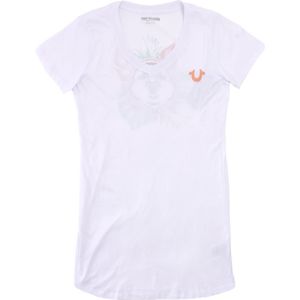 True Religion Boeddha T-shirtjurk met V-hals voor dames, wit