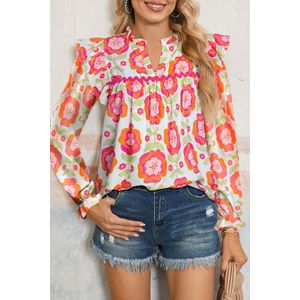 Bloemenprint Ruches Langemouwtop