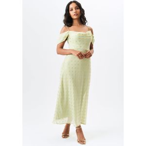 Lange mouwen-folie-jurk met col en verlaagde mouwen