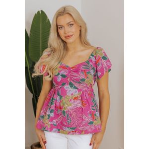 Bloemendessin Blouse met Hartvormige Halslijn
